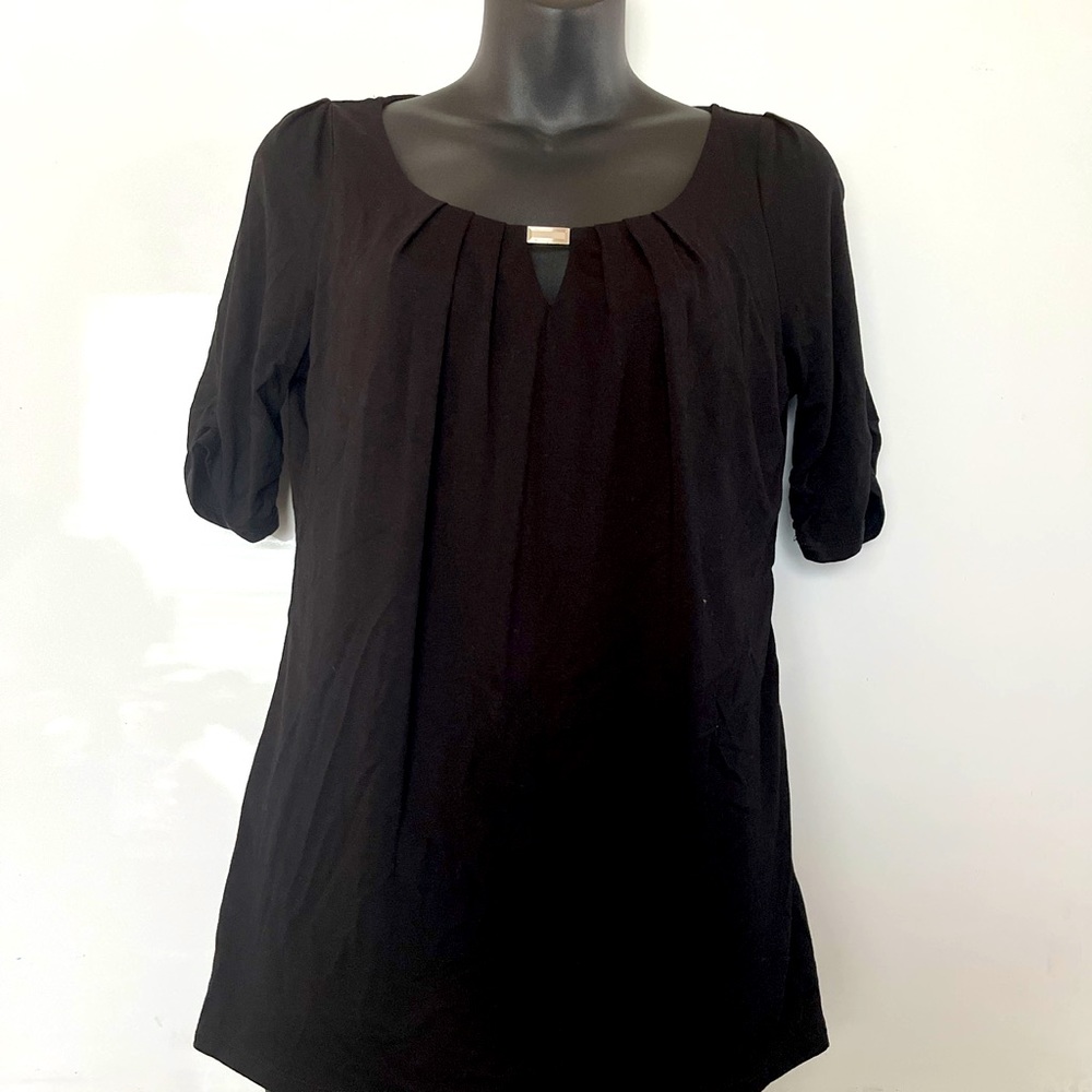 White House Black Market Women’s Small Black Blouse Short-Sleeved Top